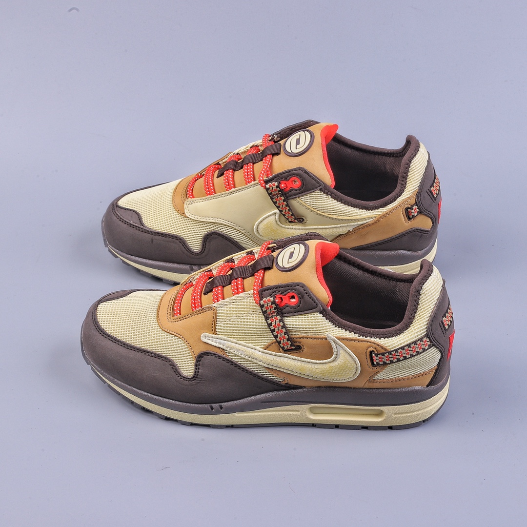 220 Travis Scott x Air Max 1”Cactus Jack”改版款低帮“深棕麦黄米倒钩”DO9392-200