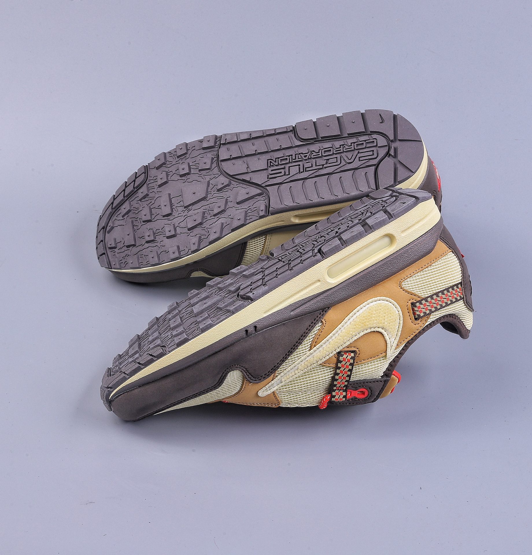 220 Travis Scott x Air Max 1”Cactus Jack”改版款低帮“深棕麦黄米倒钩”DO9392-200