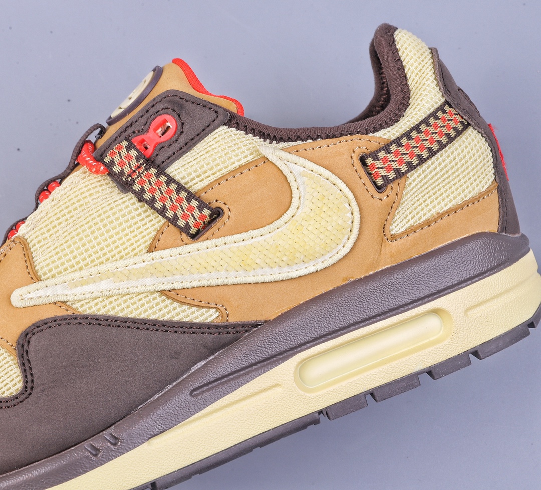 220 Travis Scott x Air Max 1”Cactus Jack”改版款低帮“深棕麦黄米倒钩”DO9392-200