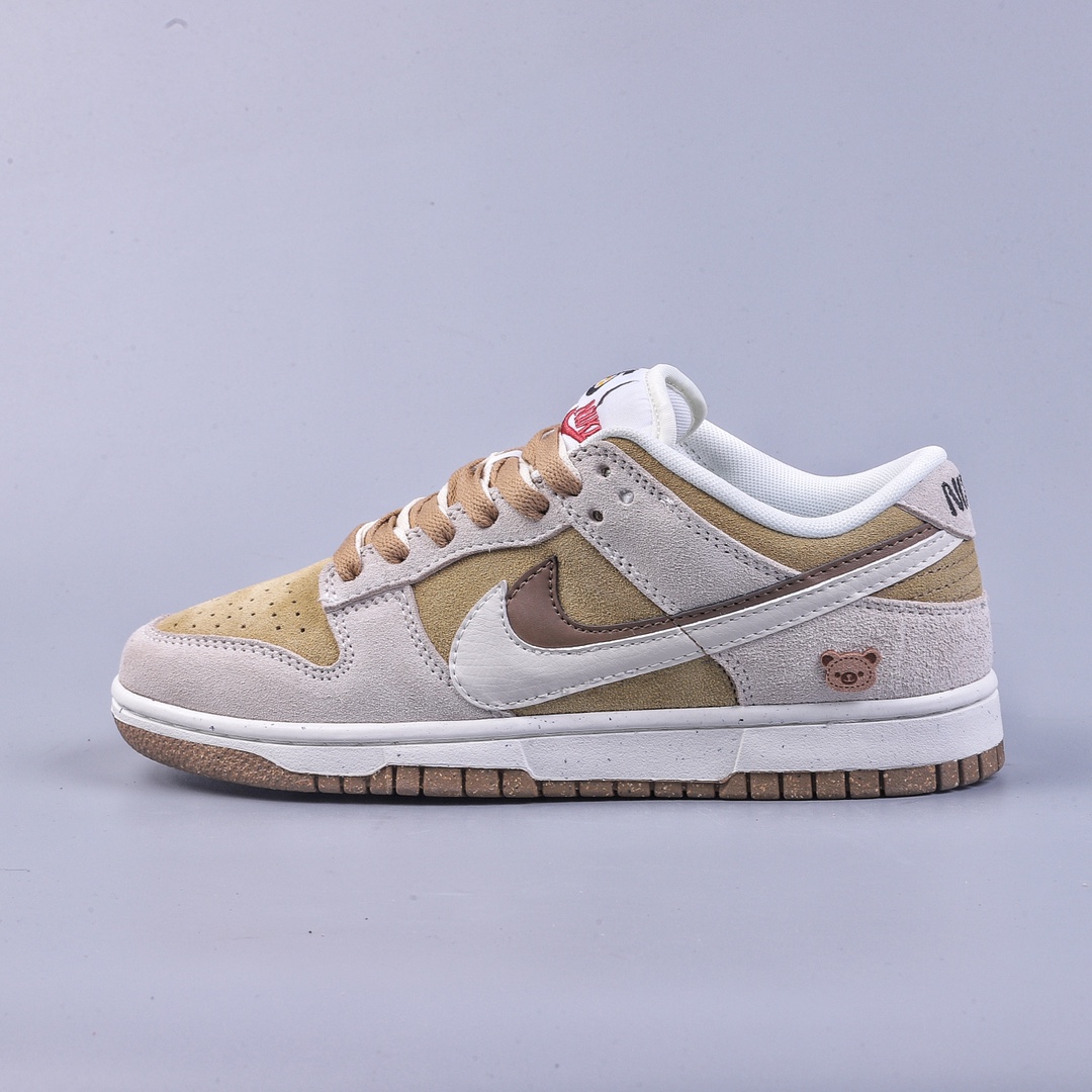 220 史诗级性价比NK Dunk Low SE 85 双钩复古休闲板鞋 白棕小熊 DO9457-113