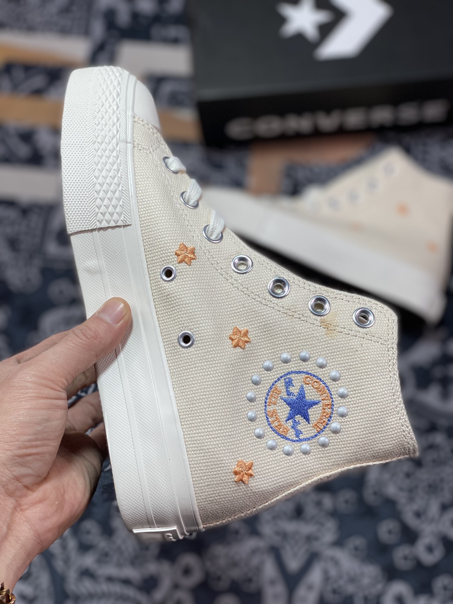 160  Converse All Star Lift 匡威刺绣花卉珍珠厚底 A05972C