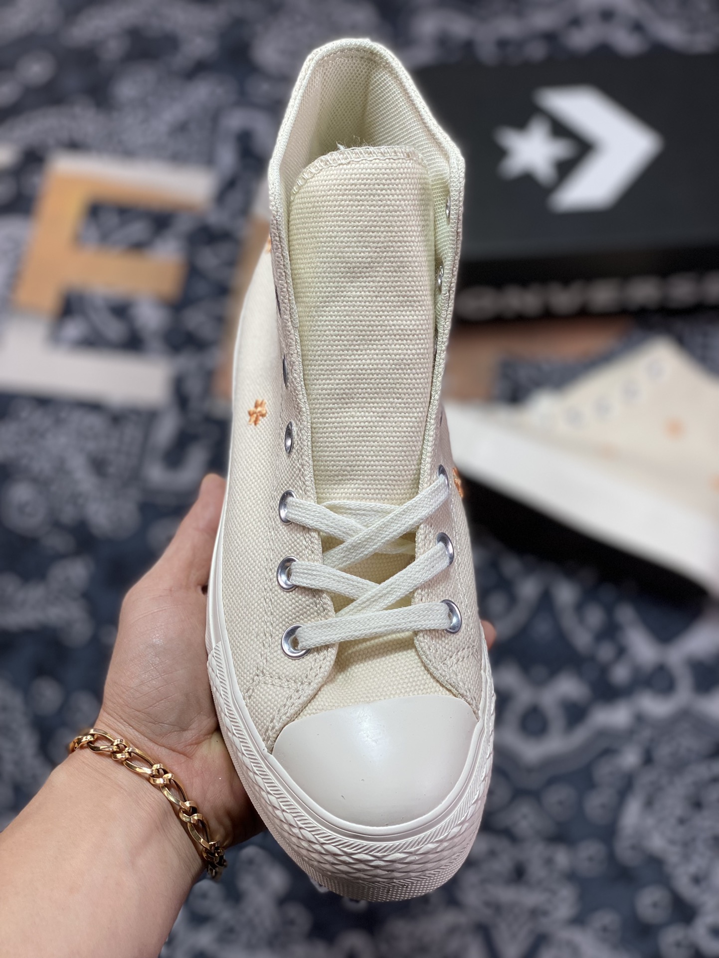 160  Converse All Star Lift 匡威刺绣花卉珍珠厚底 A05972C