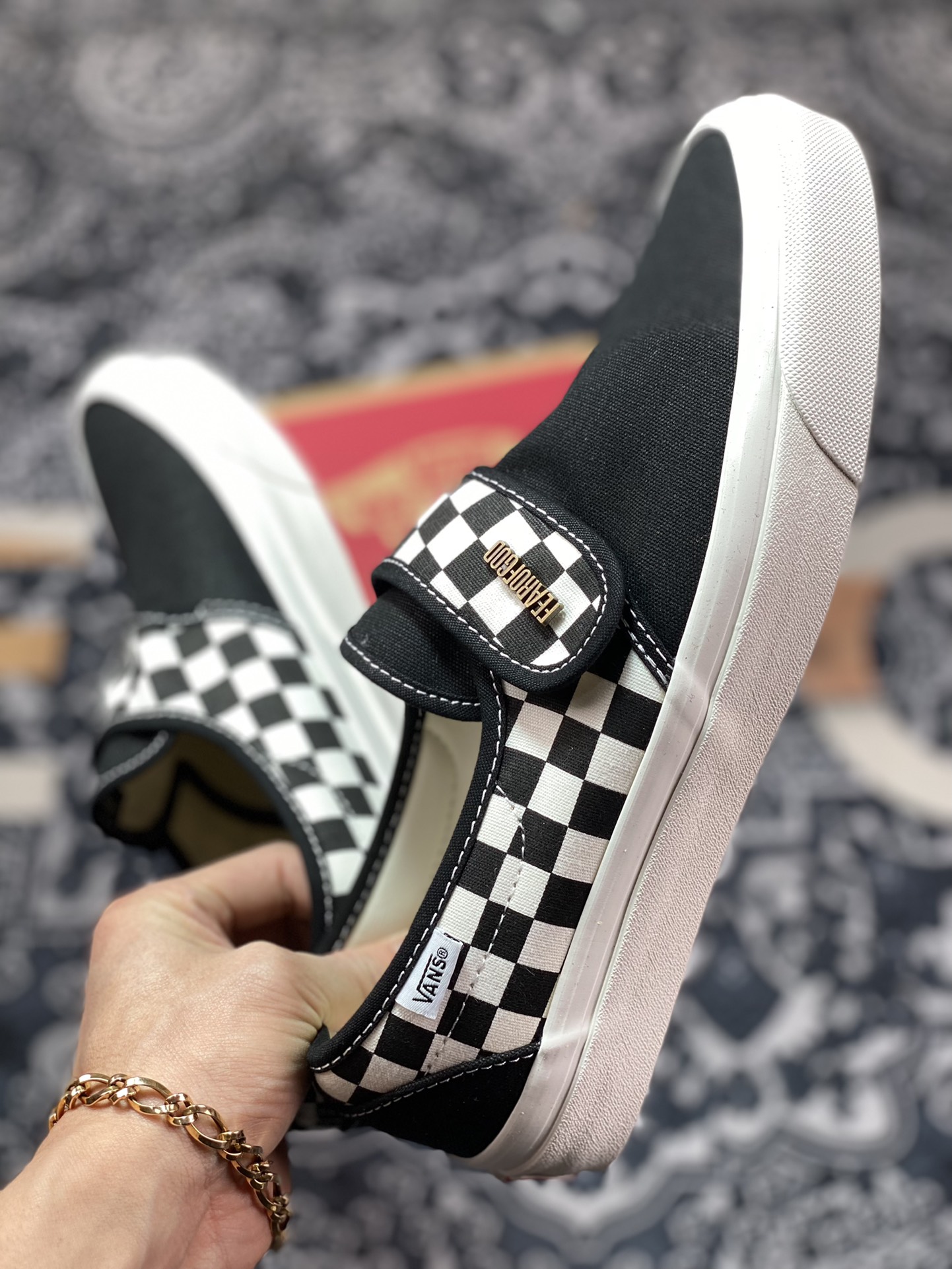 Vans Slip-On 47V DX Slip-on Velcro Black and White Checkerboard Canvas Shoes