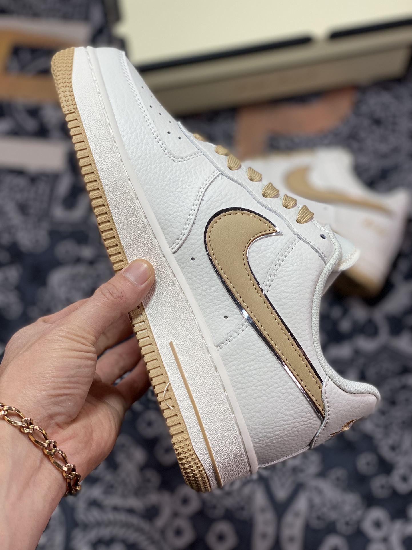 260 Nike Air Force 1’07 Low”White/Brown/Silver”空军一号“皮革白浅棕小钩”BM1996-055