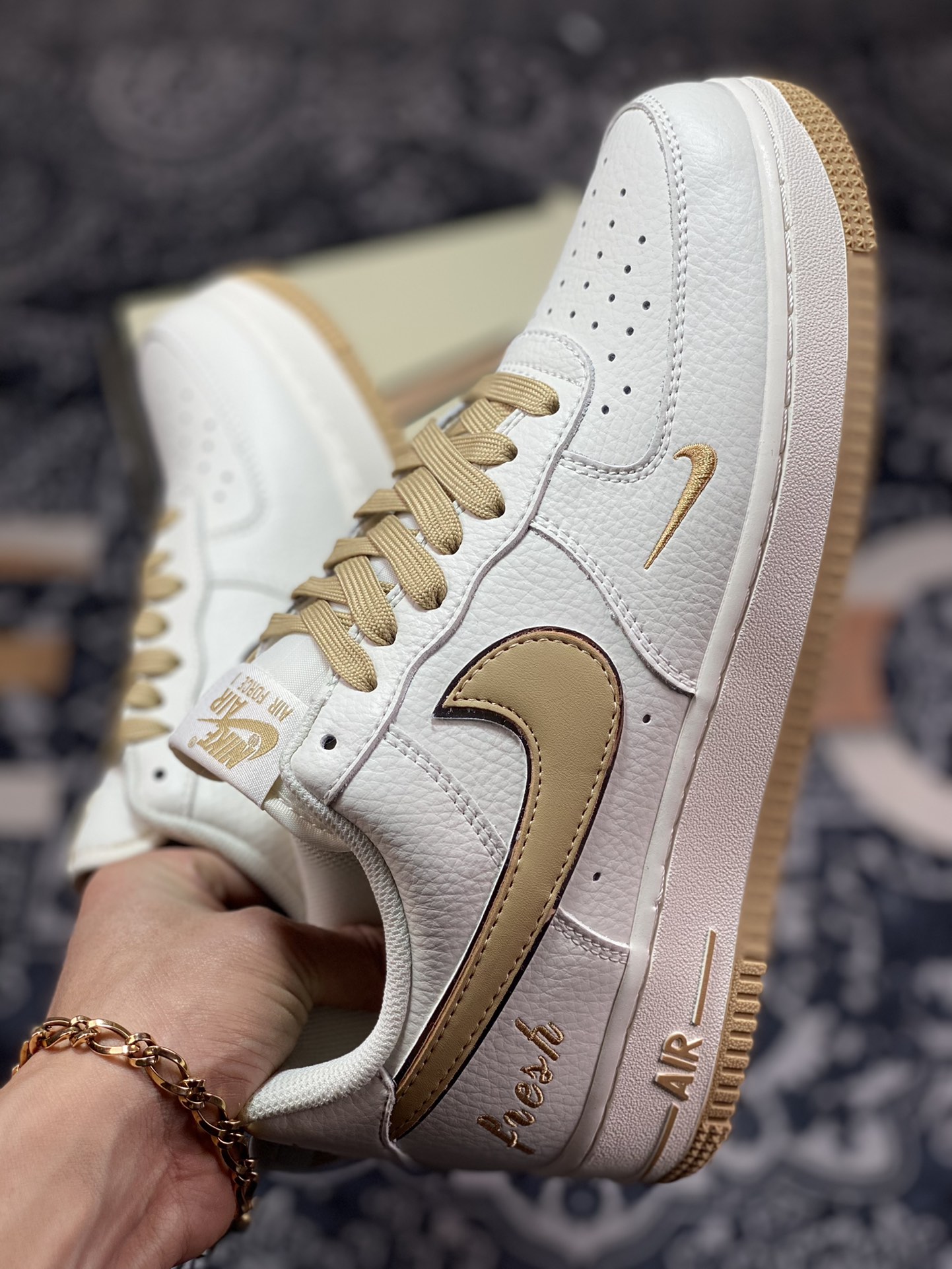 260 Nike Air Force 1’07 Low”White/Brown/Silver”空军一号“皮革白浅棕小钩”BM1996-055