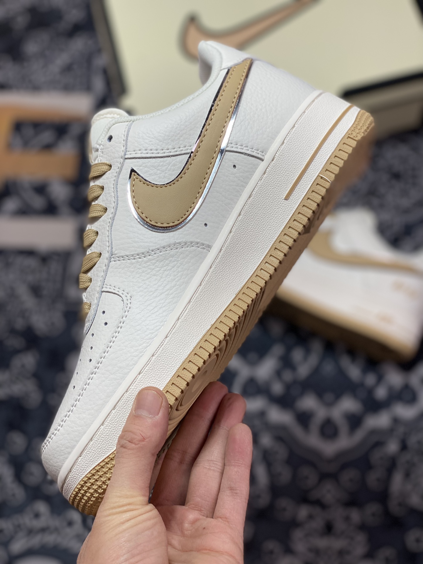260 Nike Air Force 1’07 Low”White/Brown/Silver”空军一号“皮革白浅棕小钩”BM1996-055