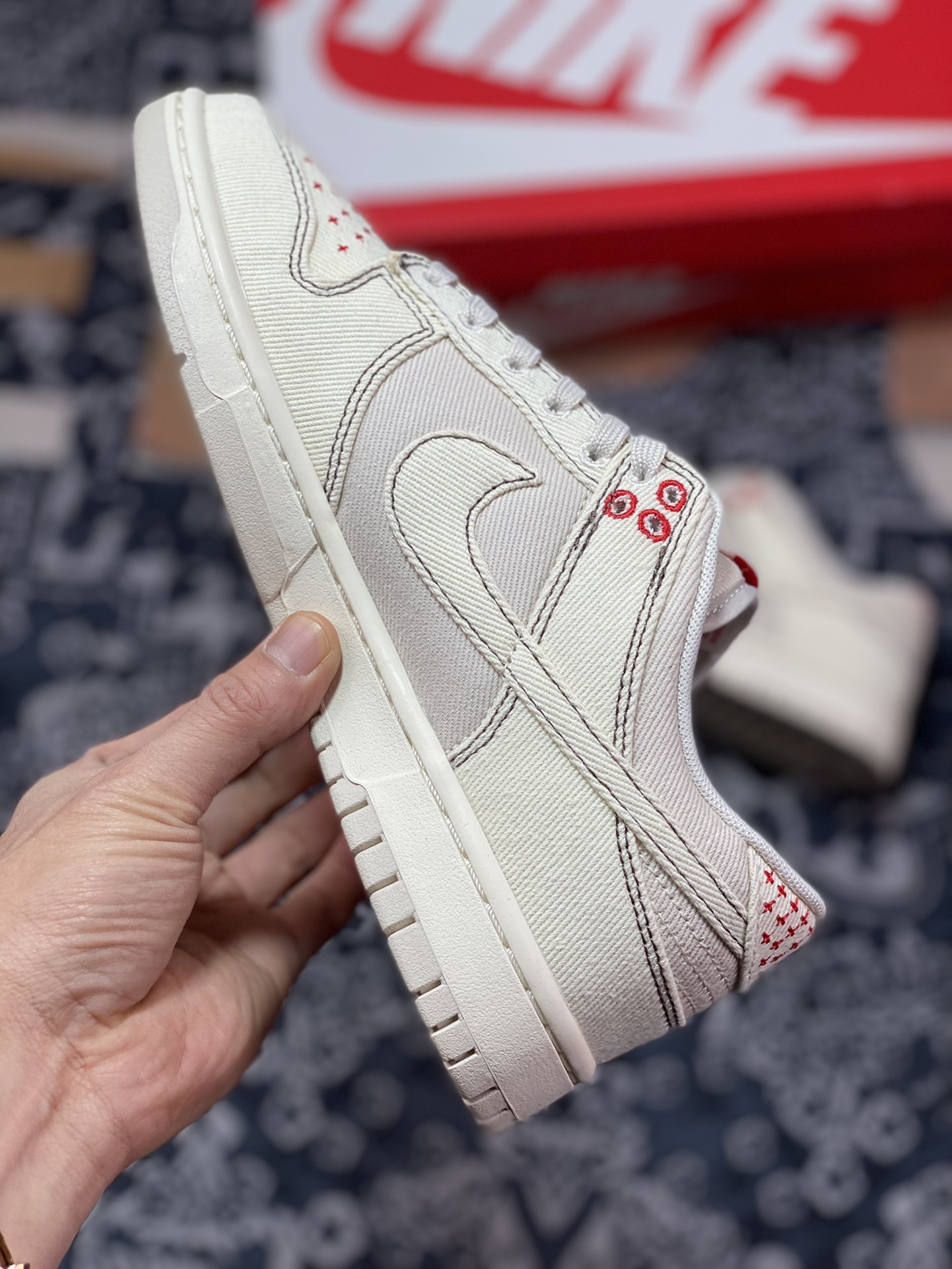280 Nike SB Dunk Low”Light Orewood Brown”扣篮系列低帮休闲“帆布米白红十字绣”DV0834-100