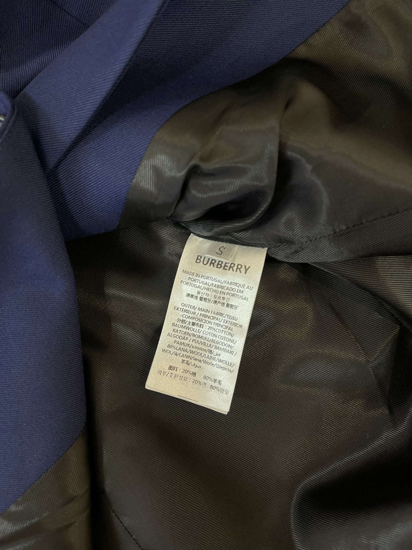 23683#新款西装外套Burberry专柜顶级货80%羊毛面料西装外套黑色蓝色SMLXL