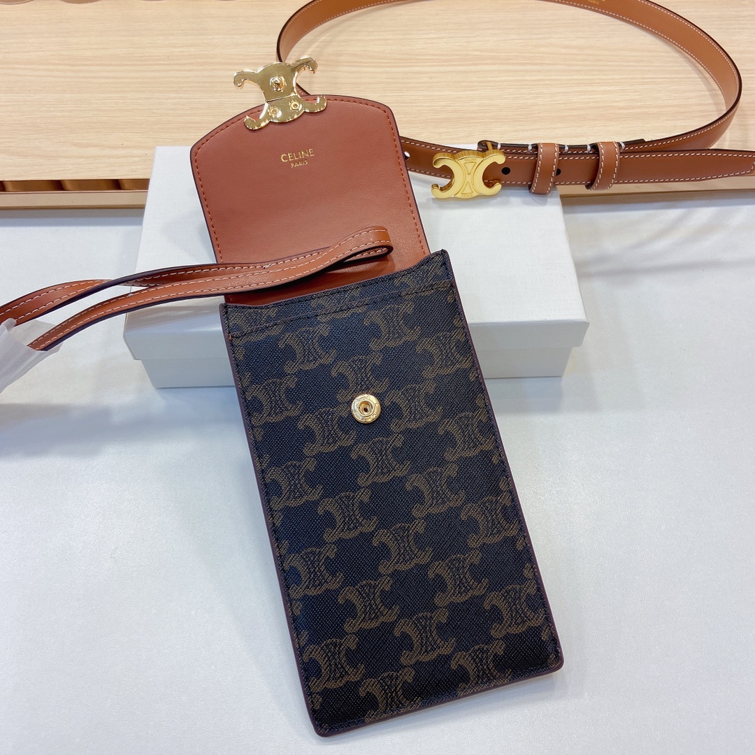 赛琳新品-凯旋门手机包配皮带小牛皮质