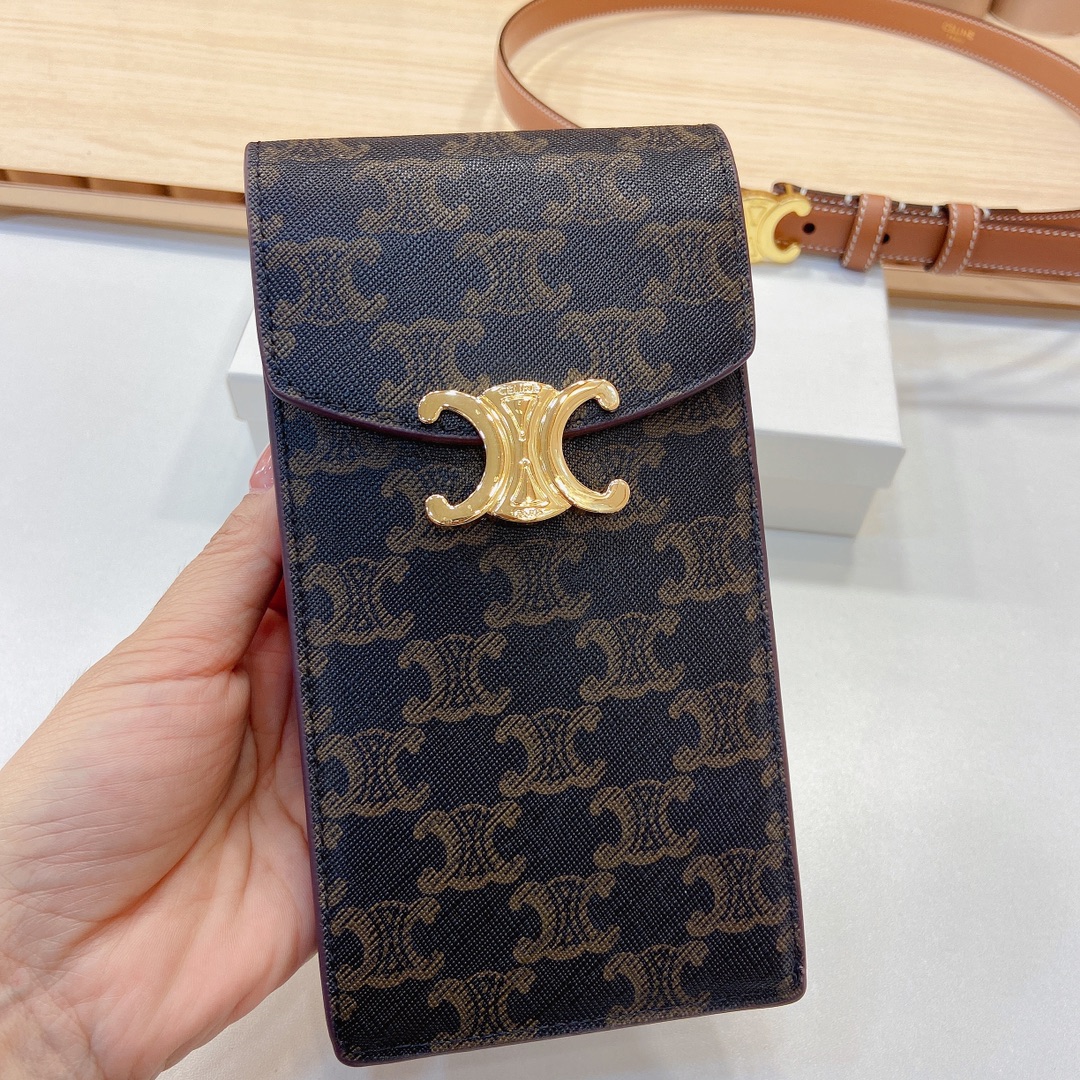赛琳新品-凯旋门手机包配皮带小牛皮质