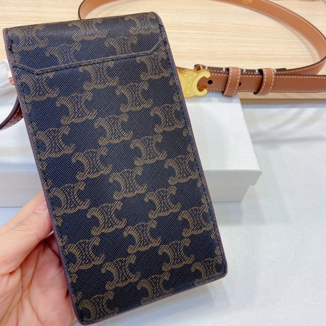 赛琳新品-凯旋门手机包配皮带小牛皮质