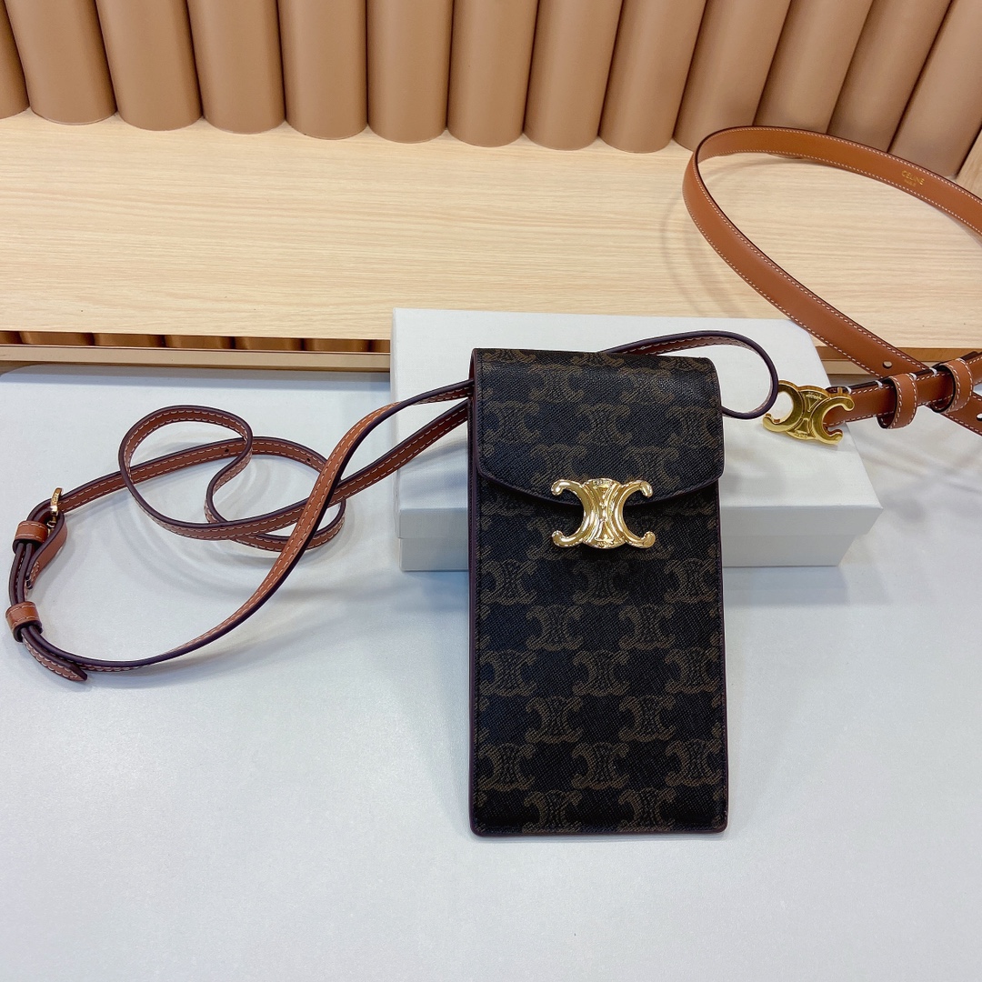 赛琳新品-凯旋门手机包配皮带小牛皮质