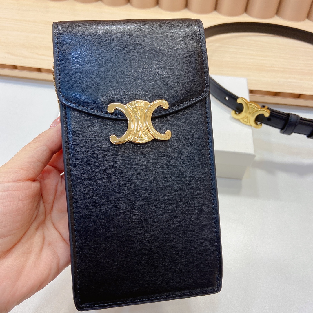 赛琳新品-凯旋门手机包配皮带小牛皮质