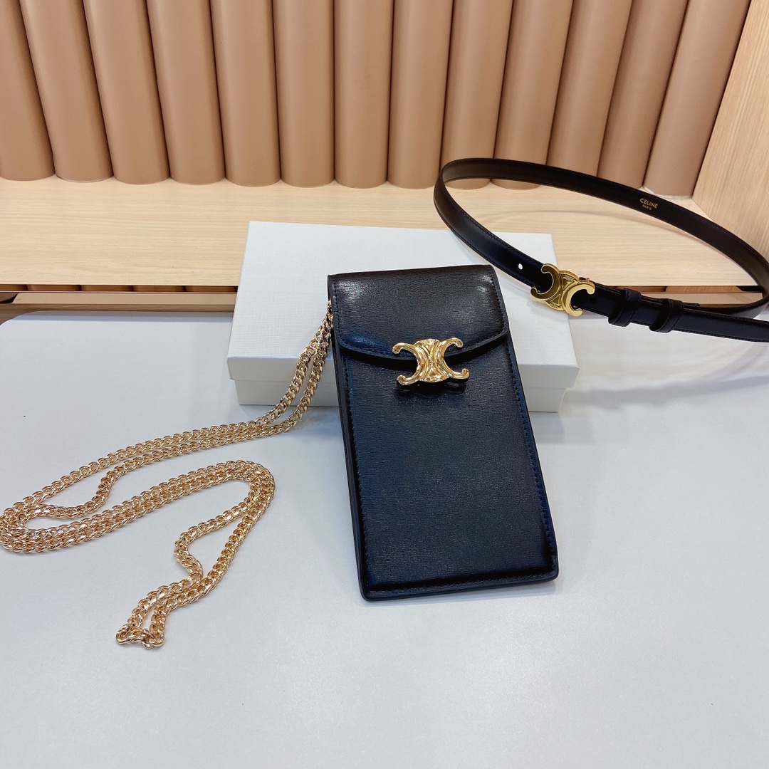 赛琳新品-凯旋门手机包配皮带小牛皮质