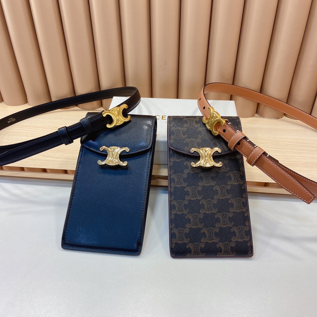 赛琳新品-凯旋门手机包配皮带小牛皮质