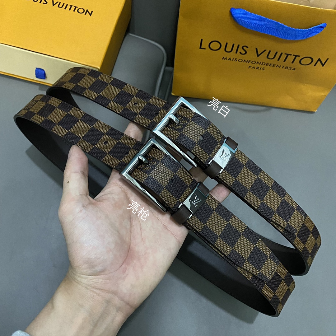 Louis Vuitton Belts Men Calfskin Canvas Cowhide