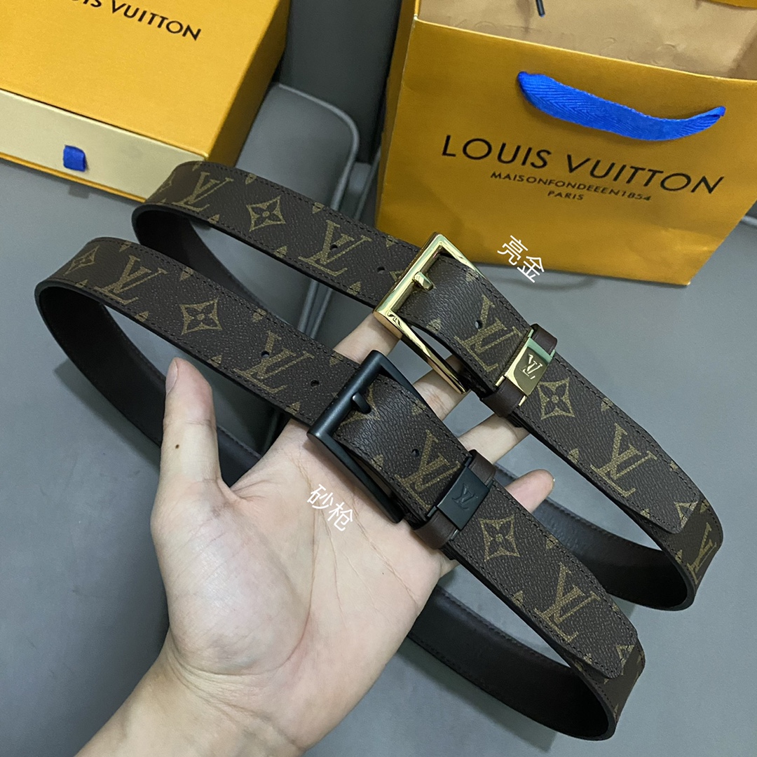 Louis Vuitton Belts Men Calfskin Canvas Cowhide