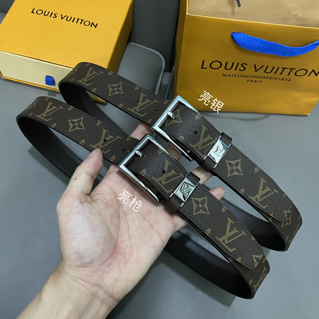 Louis Vuitton Belts Men Calfskin Canvas Cowhide