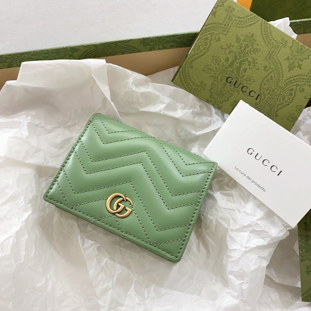 Gucci Marmont Wallet Card pack Designer Fake
 Green Cowhide