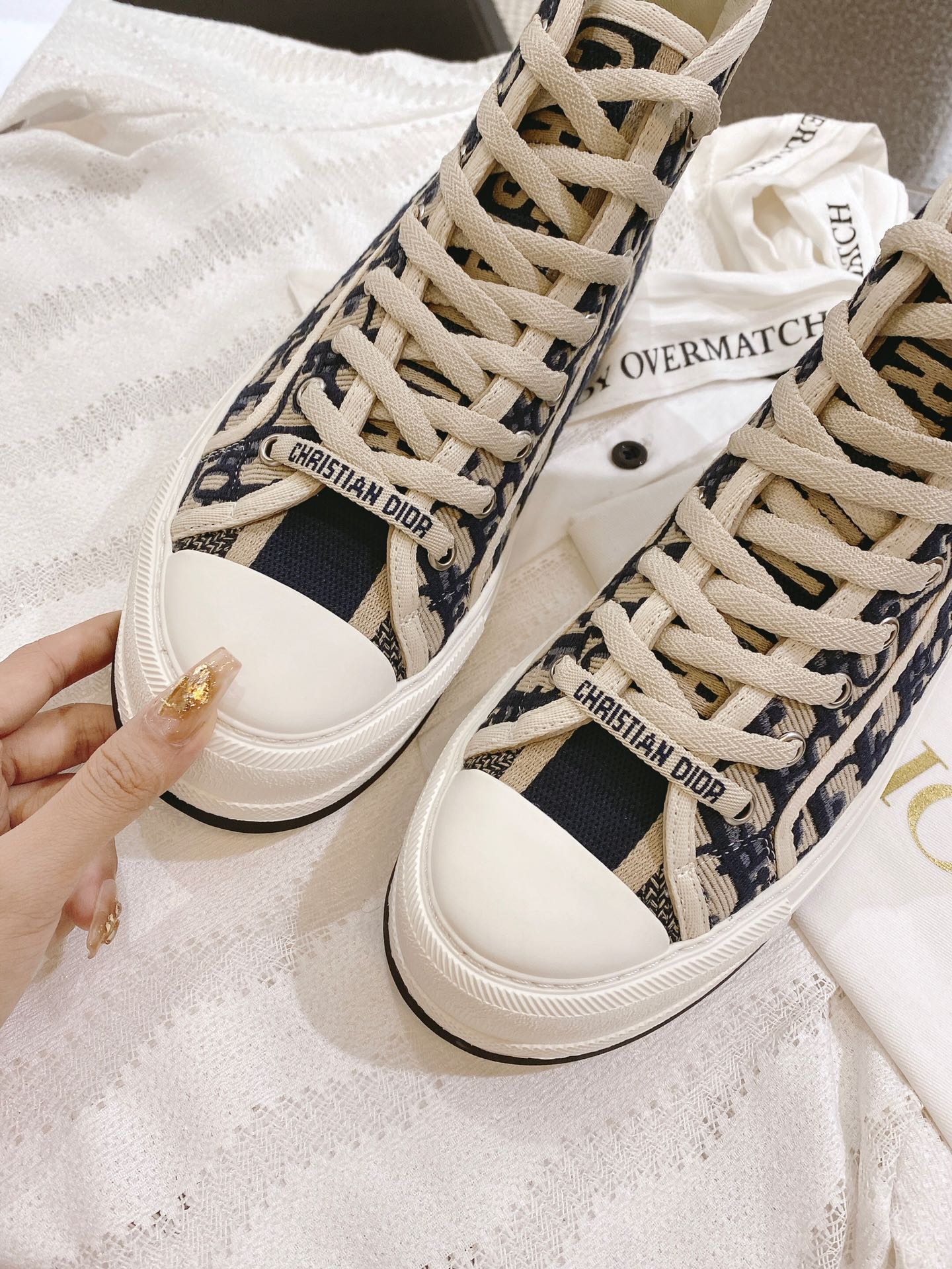 高版本出厂 高帮 Dior* 迪奥D家Walk'n系列F036 老花 刺绣 厚底高帮帆布鞋 休闲运动鞋原