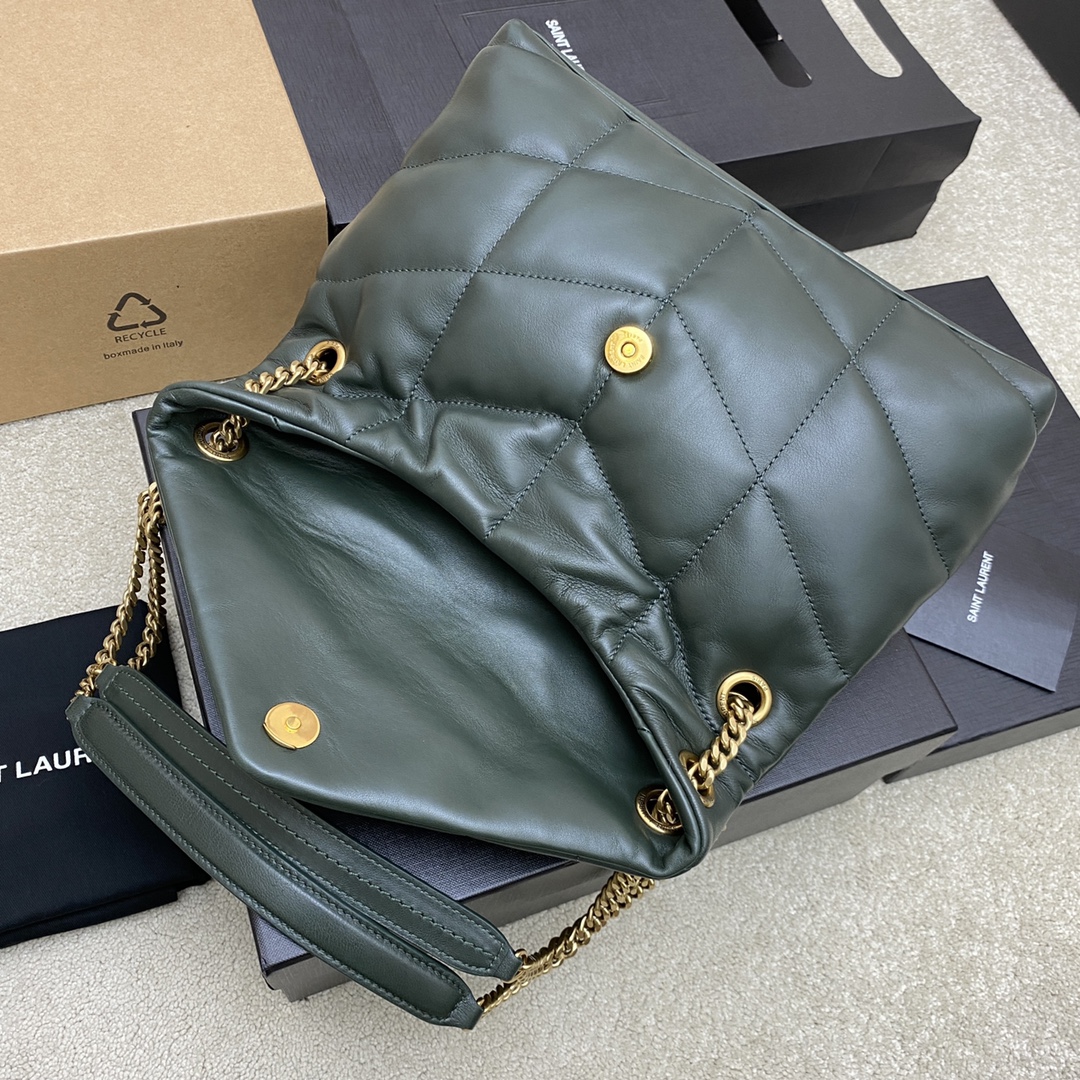 Saint Laurent Loulou Puffer Medium Bag, Quilted Lambskin - Deep Green 8 i1680083370 4665 6