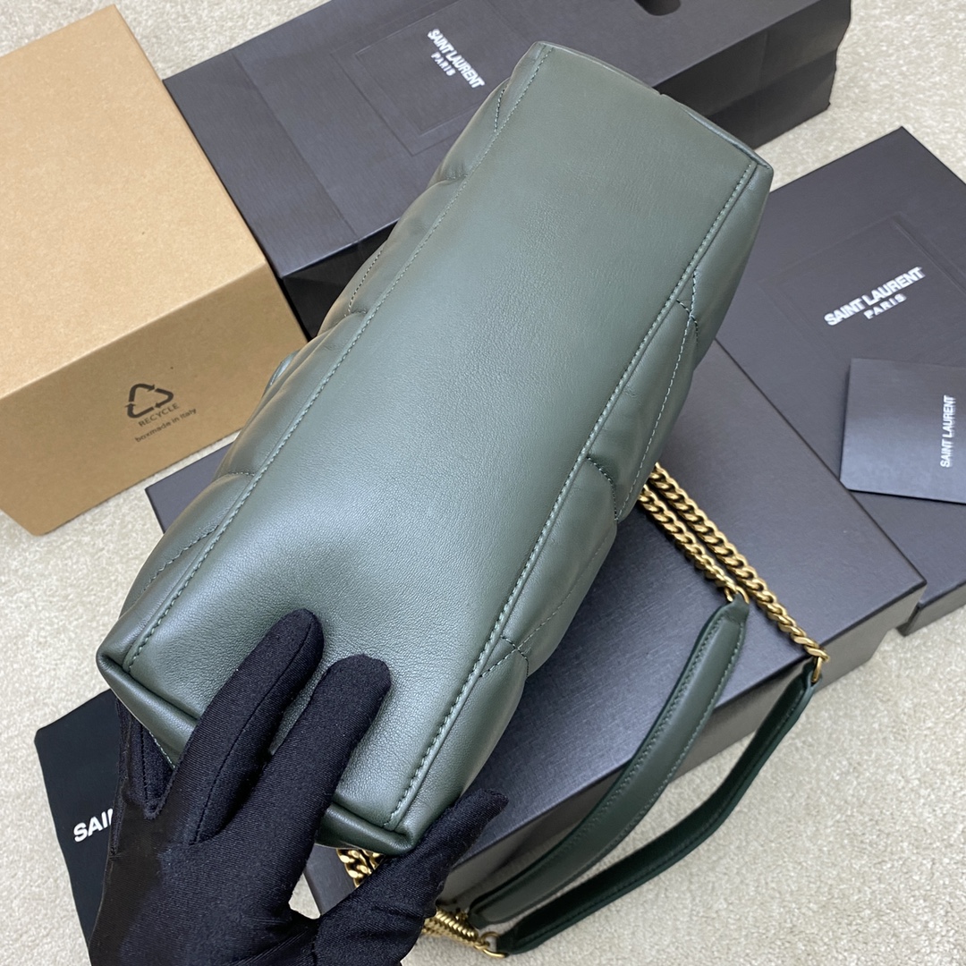Saint Laurent Loulou Puffer Medium Bag, Quilted Lambskin - Deep Green 5 i1680083370 5290 3