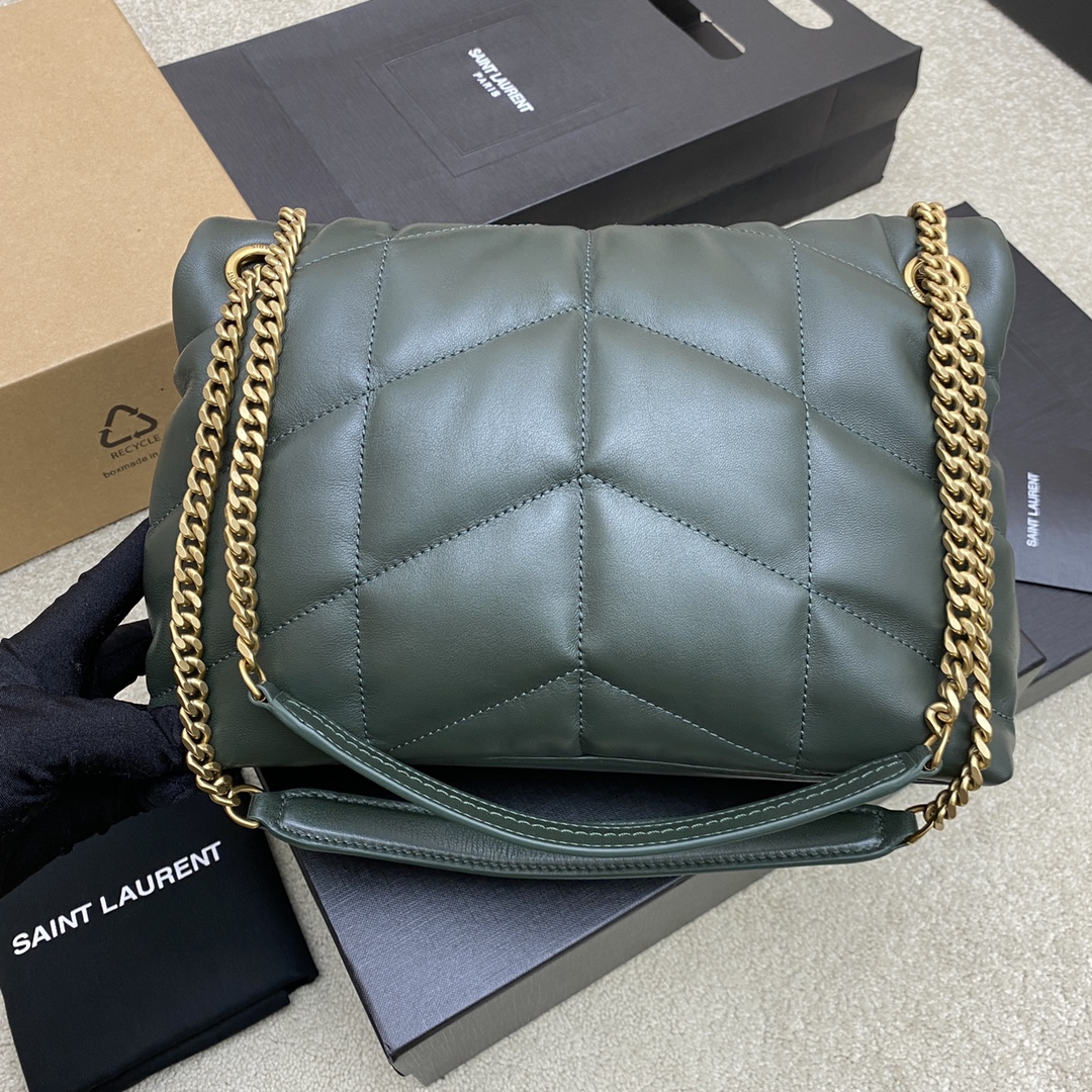 Saint Laurent Loulou Puffer Medium Bag, Quilted Lambskin - Deep Green 3 i1680083370 7644 1