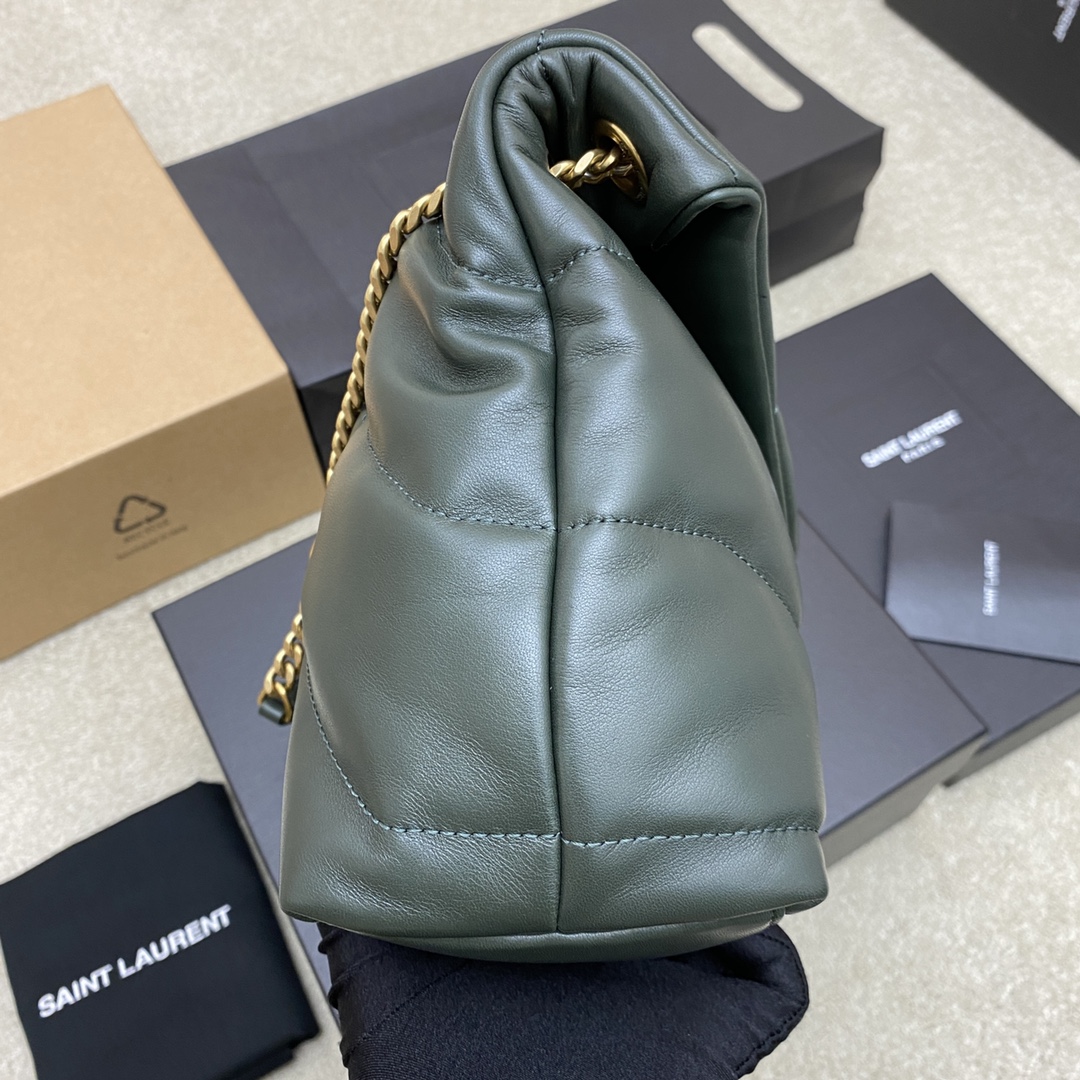 Saint Laurent Loulou Puffer Medium Bag, Quilted Lambskin - Deep Green 4 i1680083370 9728 2