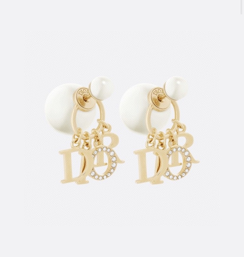 Dior Jewelry Earring Gold White Fashion