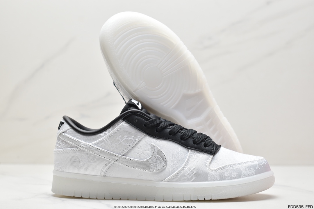 350 纯原CLOT × Nike SB Dunk Low 联名 白丝绸FN0315-110