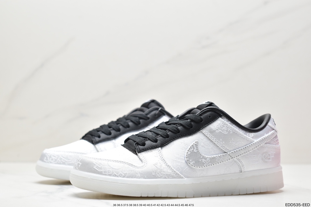 350 纯原CLOT × Nike SB Dunk Low 联名 白丝绸FN0315-110