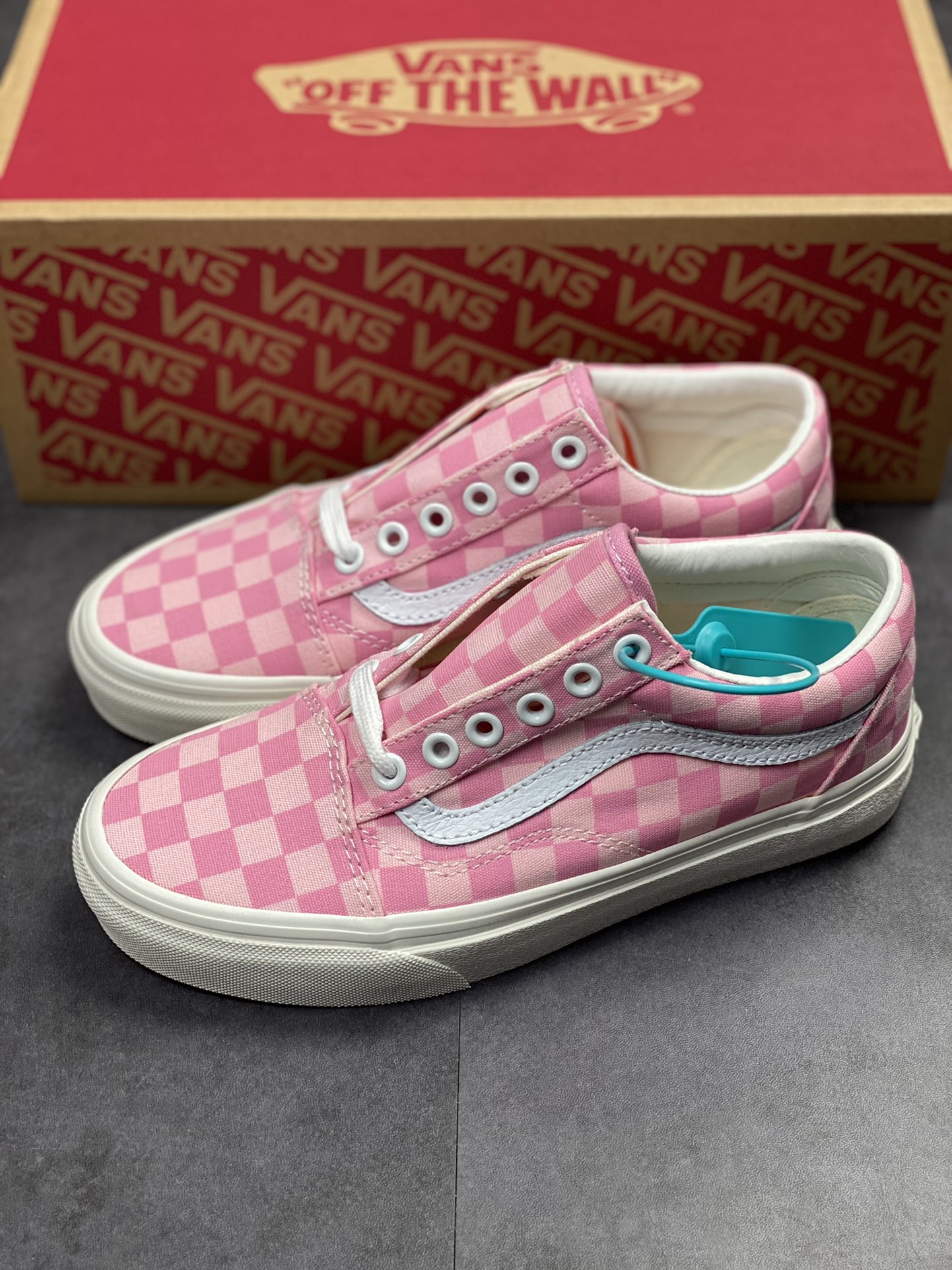 Vans Old Skool Vans official cherry blossom pink checkerboard sneakers canvas shoes VN0A7Q2JZY2