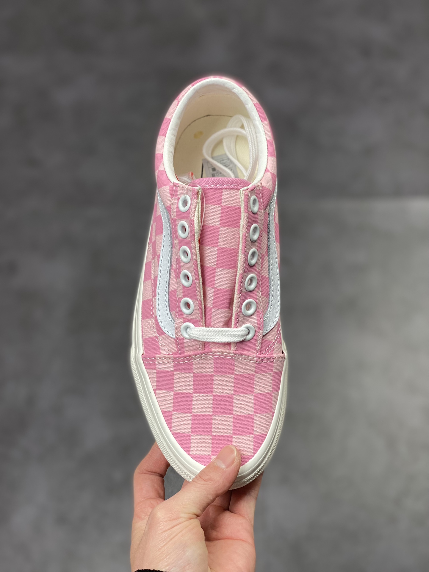 Vans Old Skool Vans official cherry blossom pink checkerboard sneakers canvas shoes VN0A7Q2JZY2
