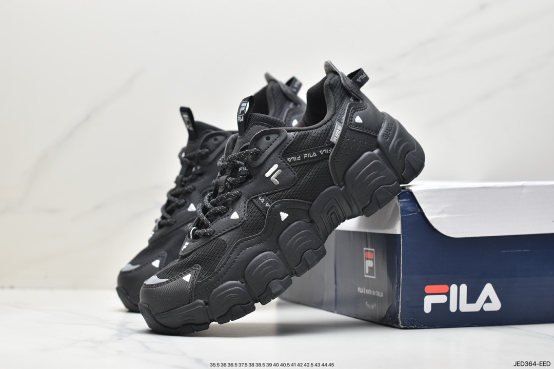 FILA Cat Claw Shoes Women's Summer Trendy Sports Shoes Casual, Comfortable, Breathable and Versatile Black Dad Shoes F12W144123FTO