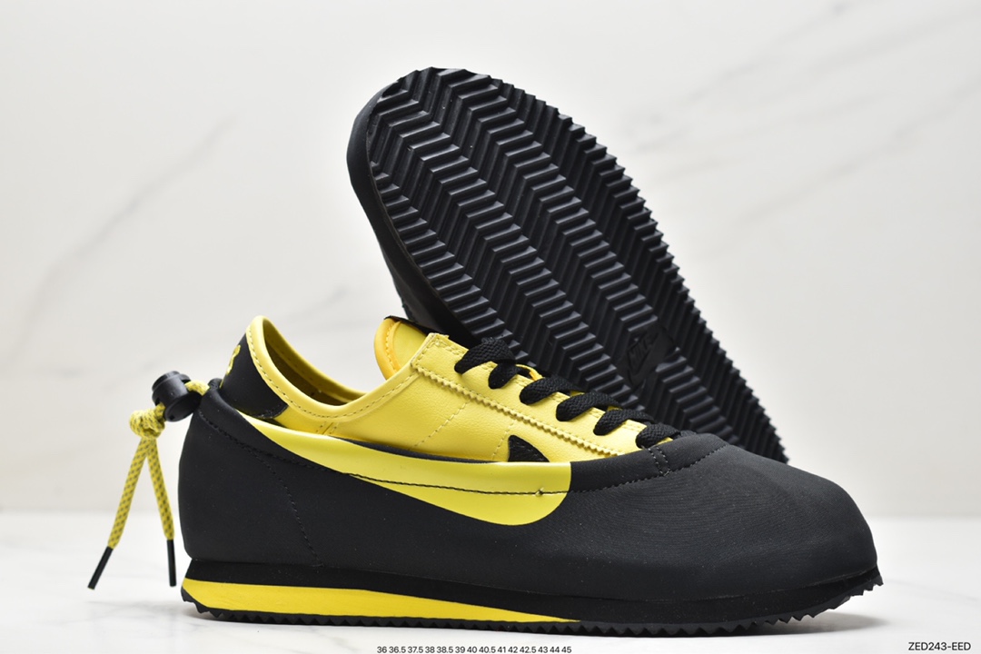 270 CLOT x Nike Cortez Clotez 3 IN 1 SP”Bruce Lee”阿甘三合一改良系列低帮复古经典休闲运动慢跑鞋“李小龙黑黄”DZ3239-001