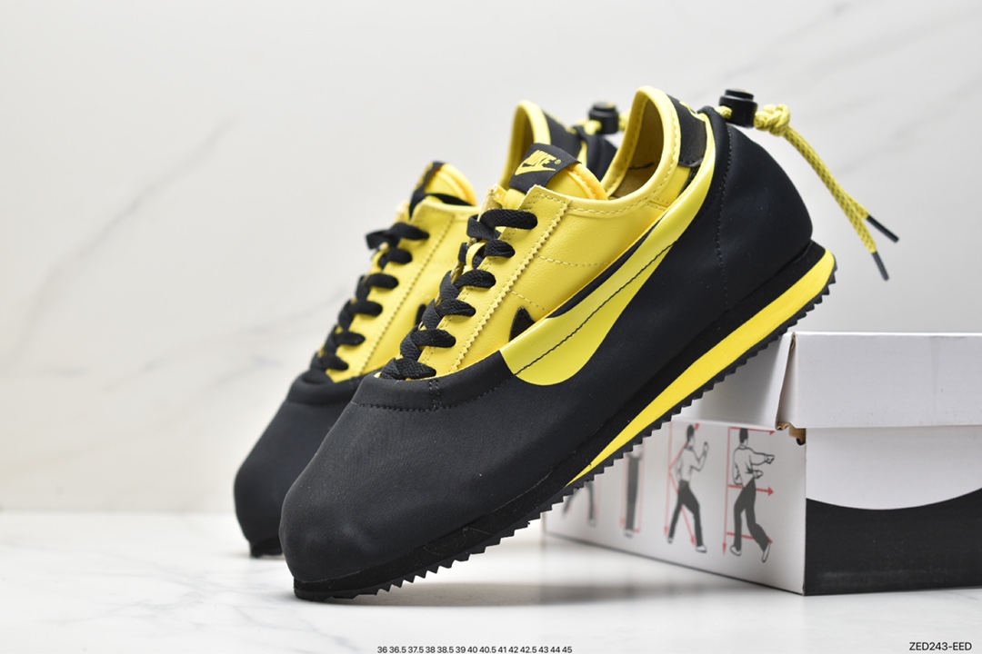 270 CLOT x Nike Cortez Clotez 3 IN 1 SP”Bruce Lee”阿甘三合一改良系列低帮复古经典休闲运动慢跑鞋“李小龙黑黄”DZ3239-001