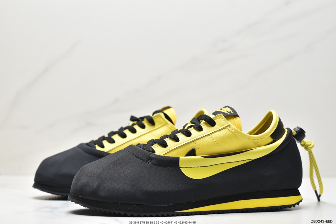 270 CLOT x Nike Cortez Clotez 3 IN 1 SP”Bruce Lee”阿甘三合一改良系列低帮复古经典休闲运动慢跑鞋“李小龙黑黄”DZ3239-001