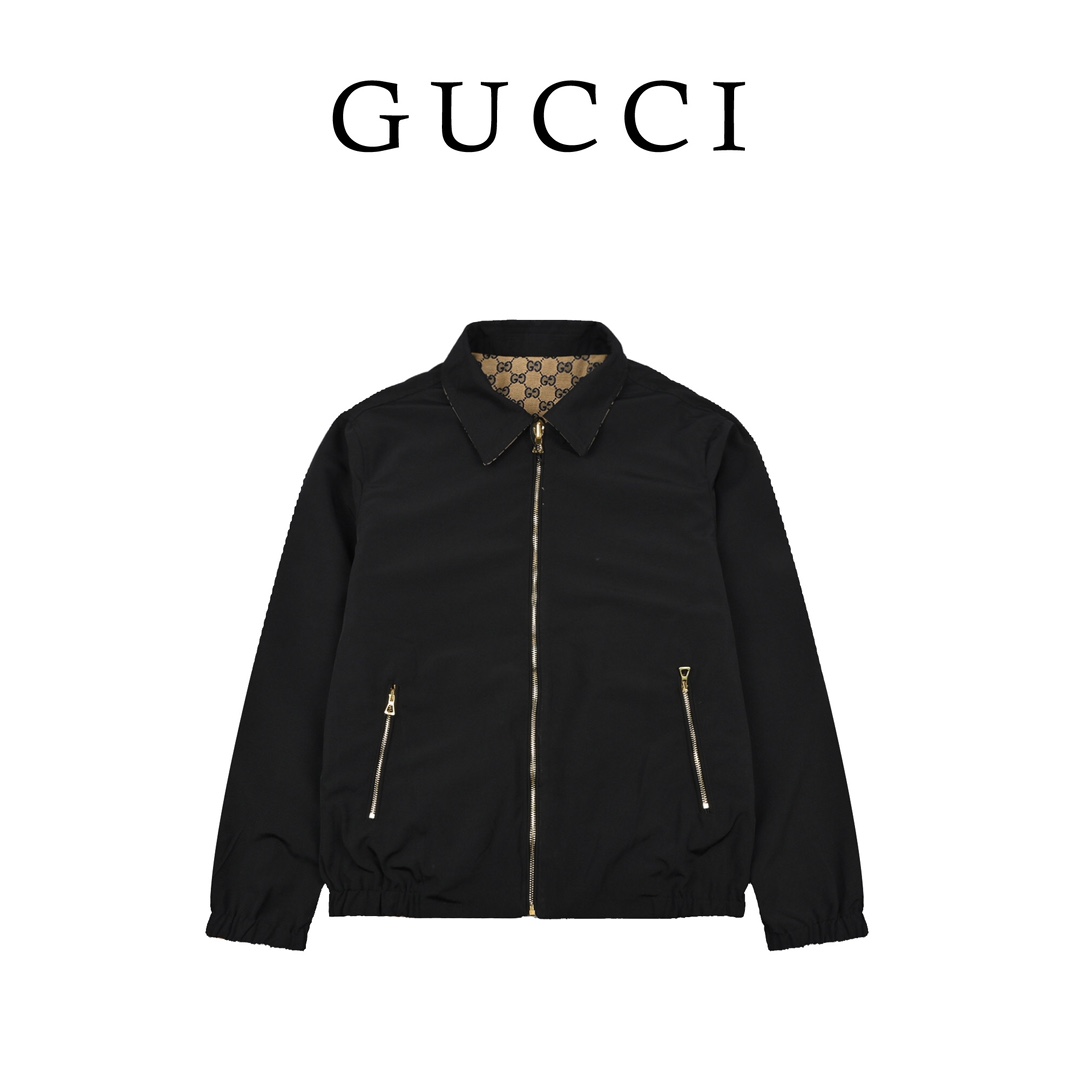 360 GUCCI/古驰 22FW棕色满印LOGO双面夹克外套