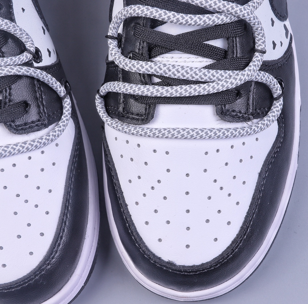 200 Nike Dunk Low 黑白小熊猫 情人节 定制版解构绑带休闲板鞋 DD1503-106
