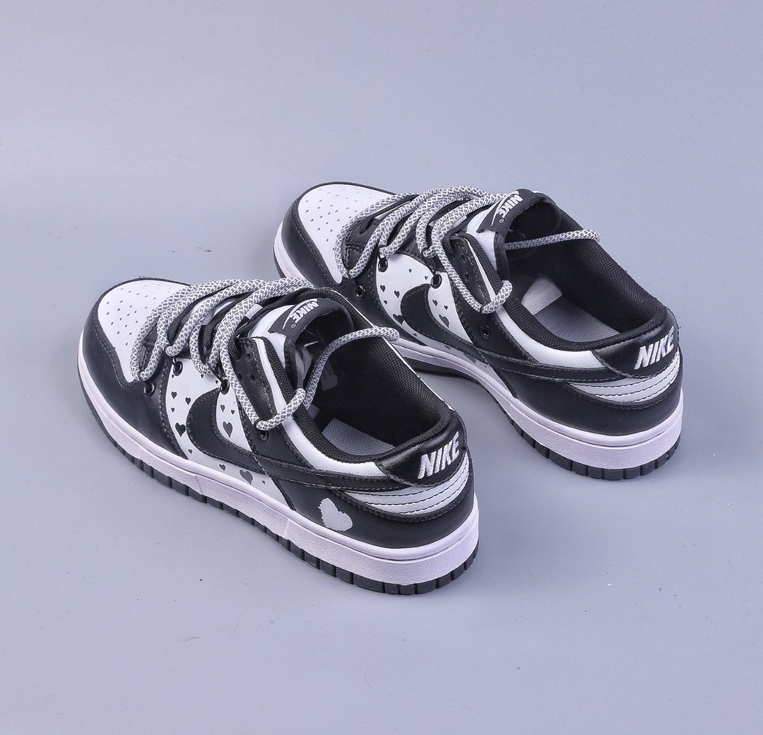 200 Nike Dunk Low 黑白小熊猫 情人节 定制版解构绑带休闲板鞋 DD1503-106