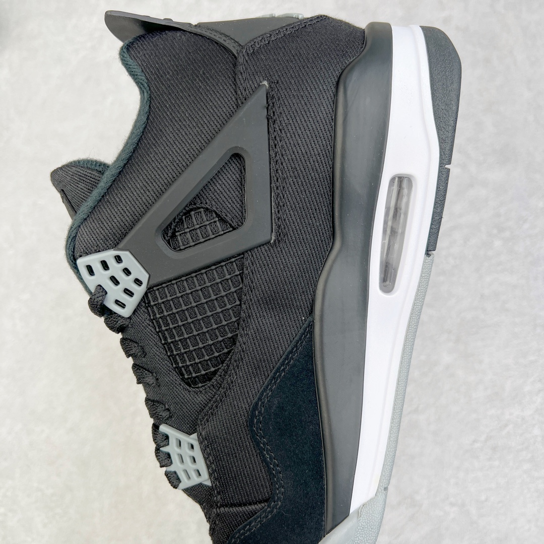 图片[7]-零售💰260 ＃KZ神版福利回馈‼Air Jordan AJ4 Retro 黑色帆布小阿姆 DH7138-006 独家外贸特供尺码含 45.5 49.5 50.5 国内外口碑最好最推荐的产品 市场中端王者 亲自操刀耗时半年巨作 全套原纸板楦头开发 确保原汁原味 完美呈现四代版型 一比一鞋头弧度高度鞋身弧度 此版本只针对中端市场 皮料材质有所更替 其他数据细节工艺流程均保持一致 绝不口嗨 细节品控鞋型随意秒杀市面3XX 4XX 原厂TPU网格鞋带扣 正确内里网布 菱角分明不变形无多余毛边 柔软性质感一致于原鞋 市场唯一原厂鞋扣模具 背面可见隐藏注塑口 原厂织唛标 原厂飞人电绣工艺 尾指中部跳三针 独家绑鞋带手法 印刷中底布 四线拉帮 米色美纹纸贴合固定 进口港宝加持 后跟自然饱满 全鞋荧光划线卡点 追求极致完美 每一双都是工艺品 多重QC质检 超越公司货的品控标准 实实在在的免检产品 尺码：40 40.5 41 42 42.5 43 44 44.5 45 45.5 46 47.5 48.5 49.5 50.5 编码：by2936060-运动鞋