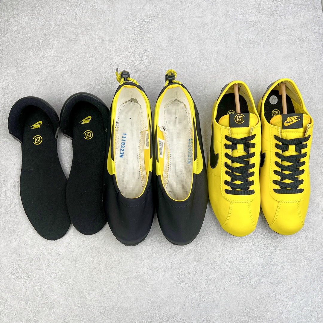 图片[4]-陈冠希Clot x NK Clotez \\\”Brush Lee\\\” 三合一 李小龙功夫 可拆卸潮流复古跑步功夫鞋阿甘鞋 联名黑黄 DZ3239-001 此次推出的 CLOT x NK Cortez 是即将发布的三款配色中的第二款 三合一设计既可以直接穿着 也可以拆开成为运动鞋和一脚蹬鞋 让人联想到功夫鞋 它配备了带阴阳符号和汉字“功”和“夫”(功夫）刺绣在鞋跟处的抽绳紧固系统 这双鞋是一款室内鞋 采用黄色皮革鞋面和黑色Swooshes 而哑光黑色便鞋采用功夫鞋风格的轮廓 锯齿底部提供抓地力 每款\\\”Clotez”均配有可拆卸鞋垫 让便鞋更加舒适 尺码：36 36.5 37.5 38 38.5 39 40 40.5 41 42 42.5 43 44 44.5 45 46-选品中心