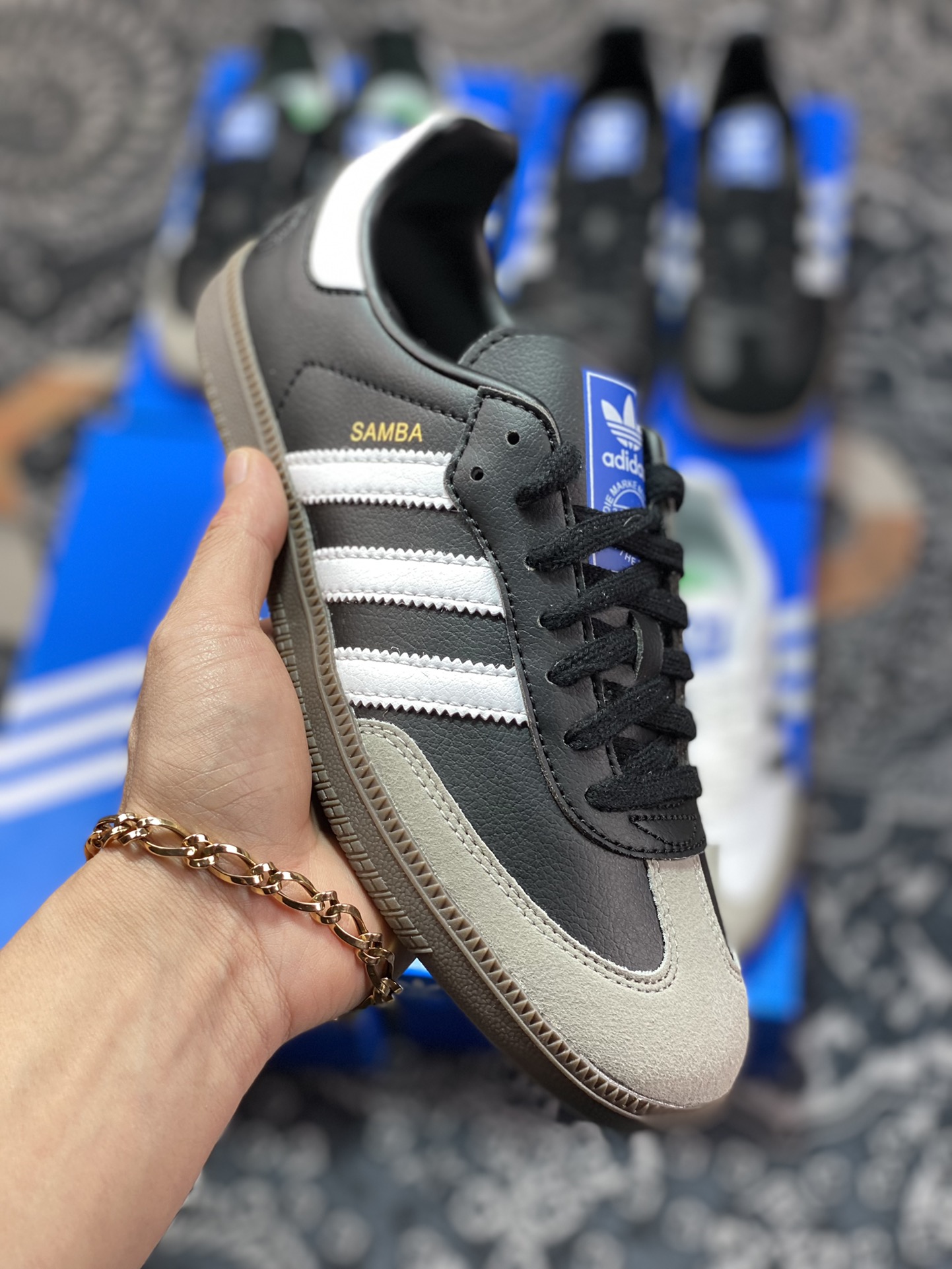 Adidas Originals Samba OG Samba series gentleman moral training sneakers ”leather black and white gold caramel bottom” B75807/H01878/FW2427/FX9042