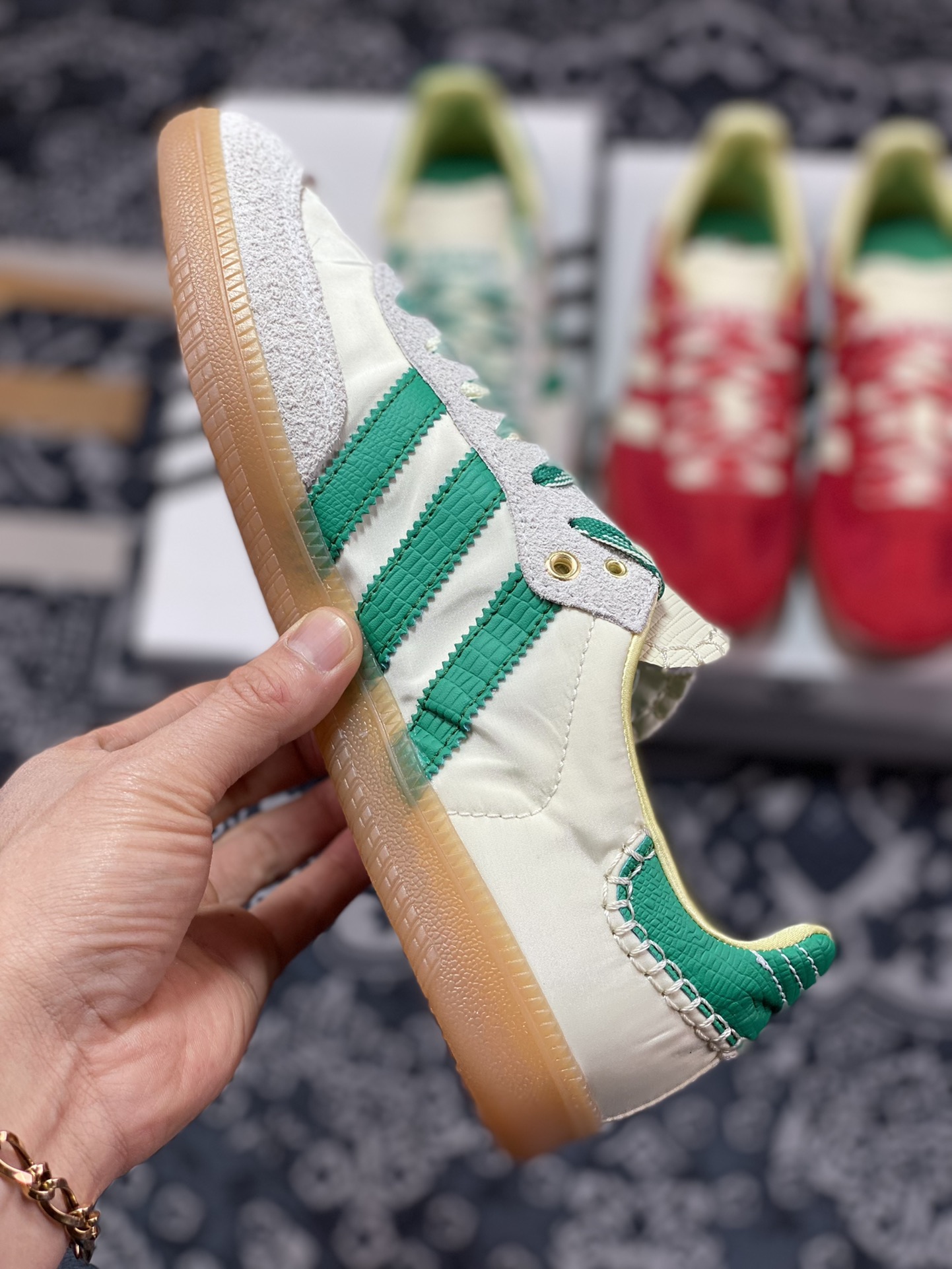 Wales Bonner x Adidas Originals Samba Samba Series Gentleman Shoes ”Mi White Green” GY4344