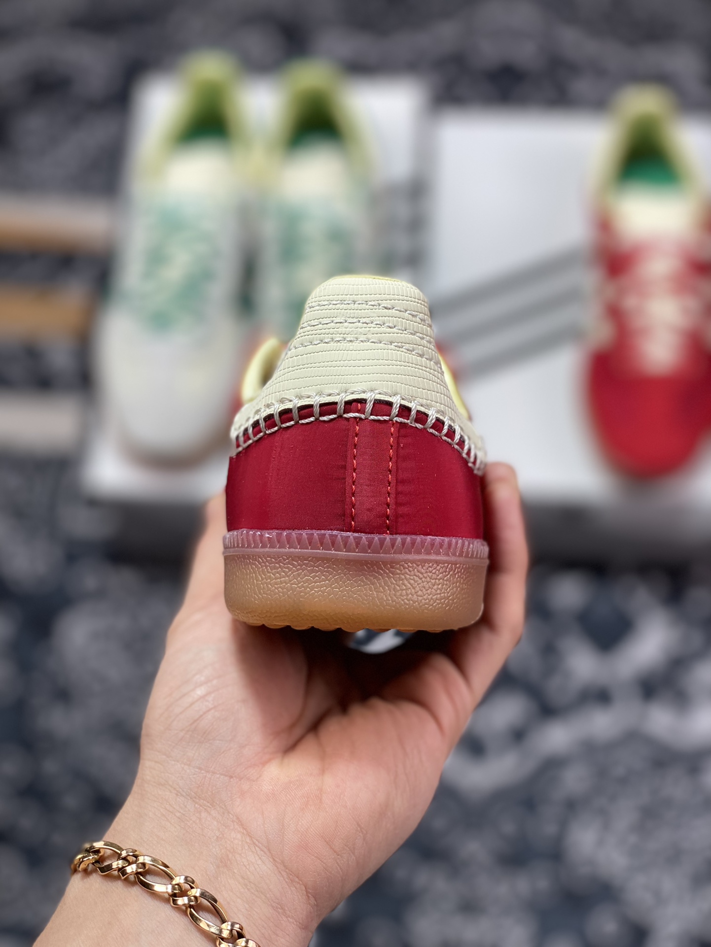 Wales Bonner x Adidas Originals Samba Samba Series Board Shoes ”University Red Rice White” GY6612