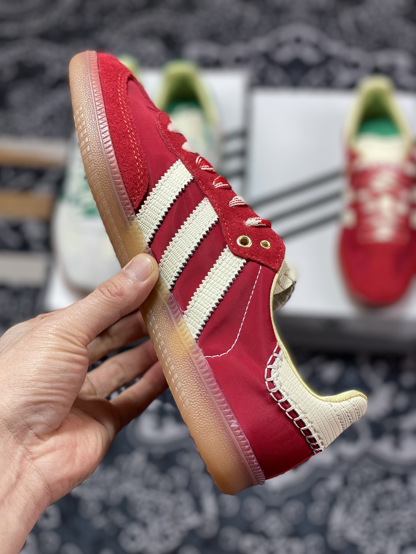 Wales Bonner x Adidas Originals Samba Samba Series Board Shoes ”University Red Rice White” GY6612