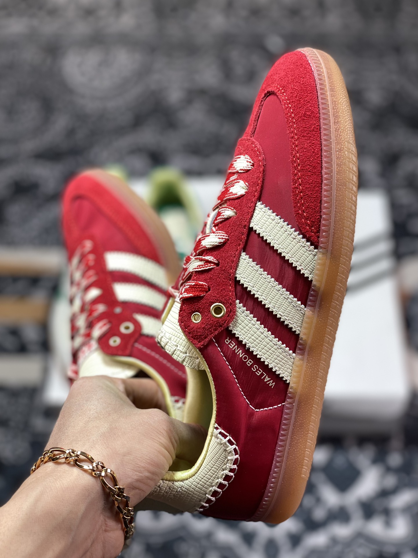 Wales Bonner x Adidas Originals Samba Samba Series Board Shoes ”University Red Rice White” GY6612