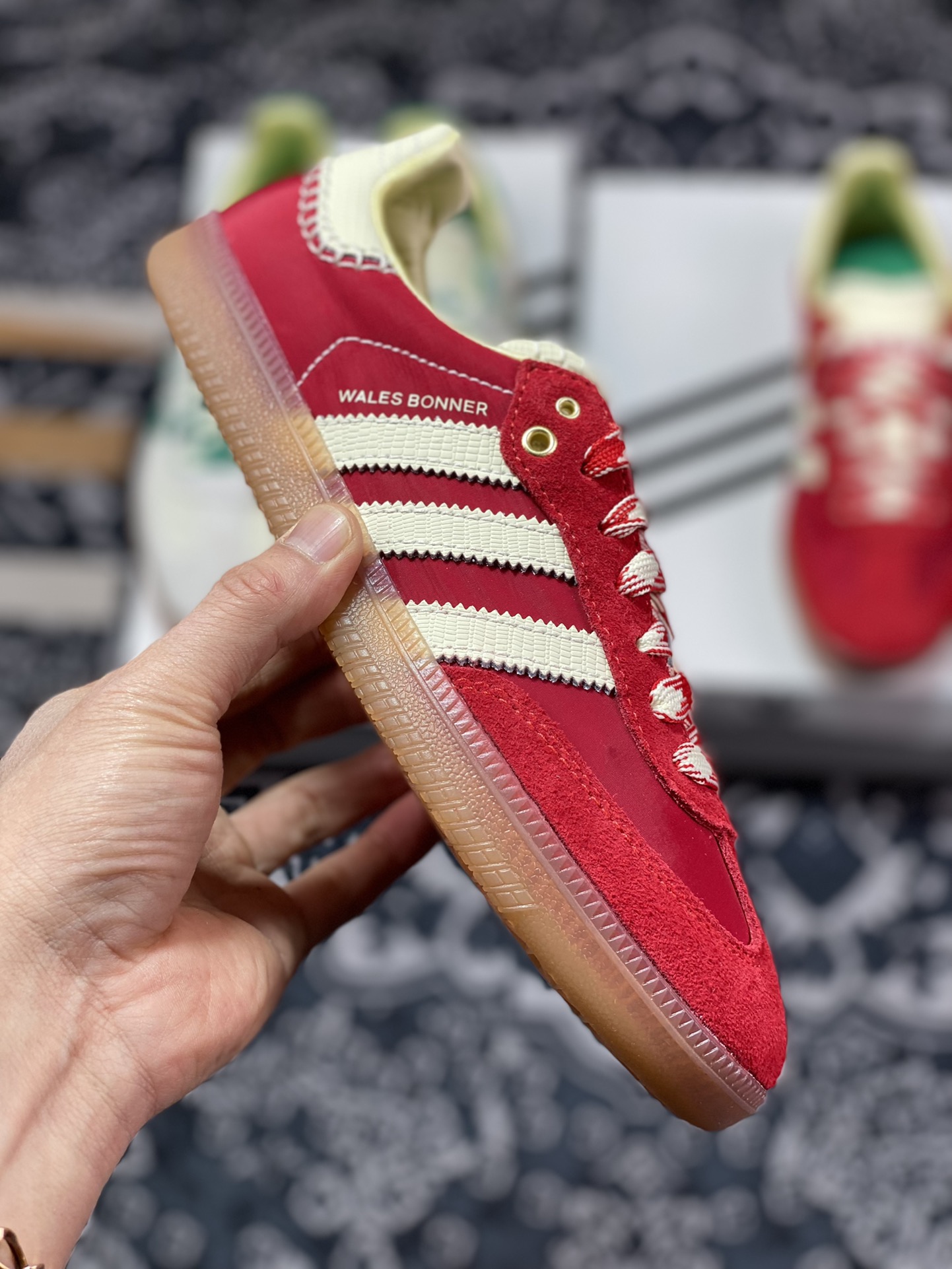 Wales Bonner x Adidas Originals Samba Samba Series Board Shoes ”University Red Rice White” GY6612