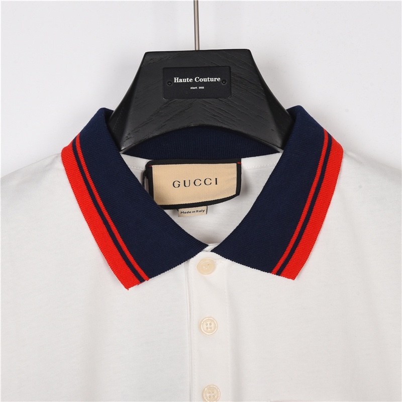 220 Gucci/古驰 23ss logo刺绣及动物印花Polo衫