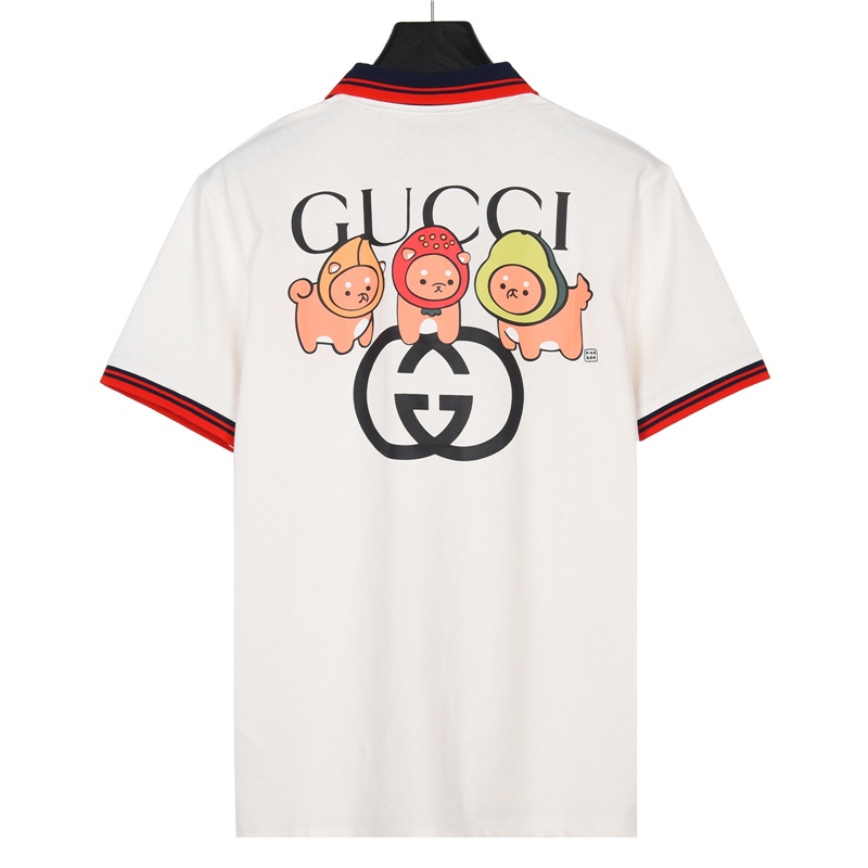 220 Gucci/古驰 23ss logo刺绣及动物印花Polo衫